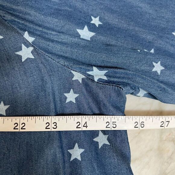 Cato star print peasant style blouse top chambray size 18/20W - Picture 5 of 7